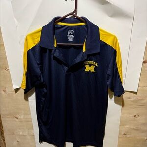 Knights Apparel Navy and Yellow Michigan M Polo